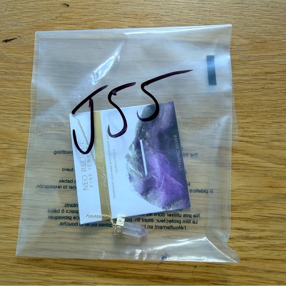 Gold and Purple Pendant sterling silver Necklace amethyst protection crystal - Picture 8 of 8